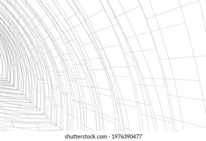 Abstract buildings 3d architectural drawing