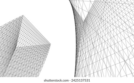 abstract buildings architectural 3d drawing 