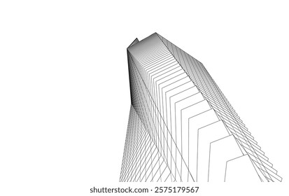 Abstract buildings architectural 3d drawing 