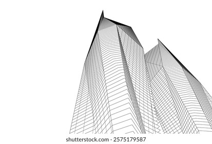Abstract buildings architectural 3d drawing 