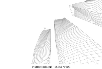 Abstract buildings architectural 3d drawing 