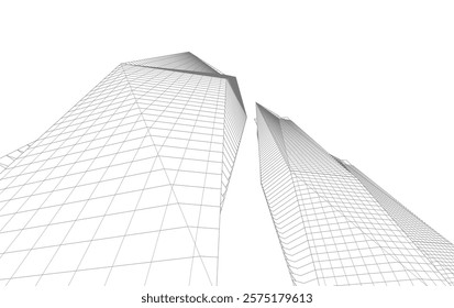 Abstract buildings architectural 3d drawing 