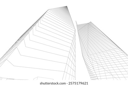 Abstract buildings architectural 3d drawing 