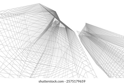 Abstract buildings architectural 3d drawing 