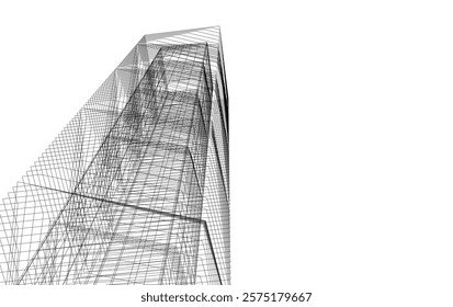 Abstract buildings architectural 3d drawing 