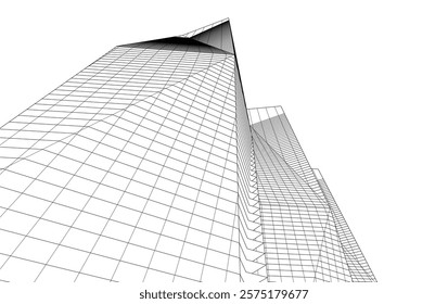 Abstract buildings architectural 3d drawing 