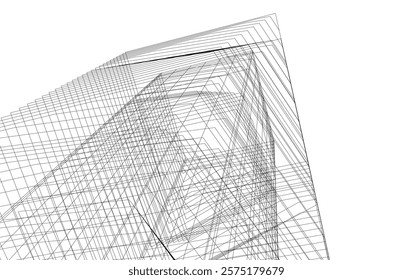 Abstract buildings architectural 3d drawing 