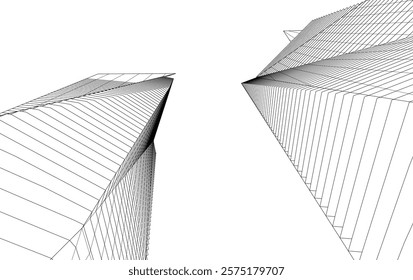 Abstract buildings architectural 3d drawing 