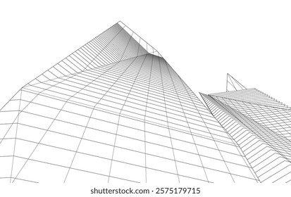 Abstract buildings architectural 3d drawing 