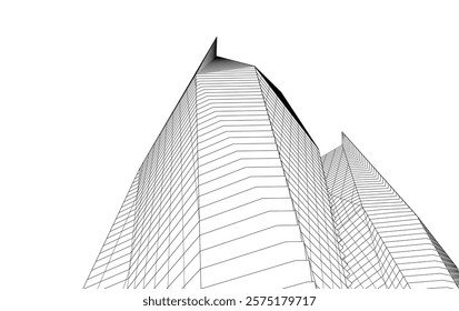 Abstract buildings architectural 3d drawing 
