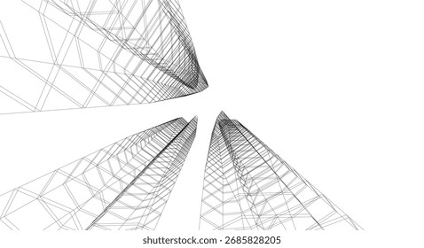 Edificios Abstractas, dibujo arquitectónico 3D 