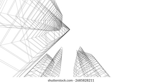 Edificios Abstractas, dibujo arquitectónico 3D 