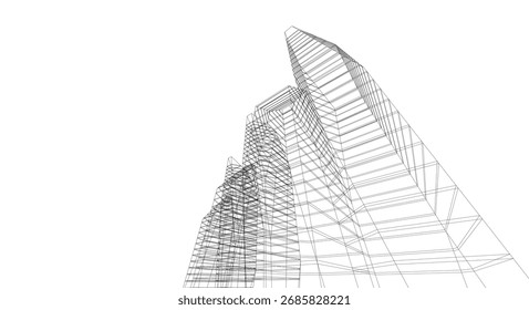 Edificios Abstractas, dibujo arquitectónico 3D 