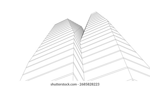 Edifícios abstratos, desenho arquitetônico 3d 