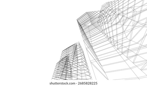 Edificios Abstractas, dibujo arquitectónico 3D 