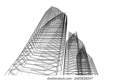 Edificios Abstractas, dibujo arquitectónico 3D 
