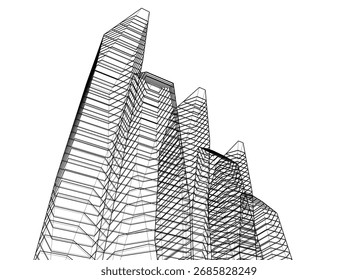 Edificios Abstractas, dibujo arquitectónico 3D 