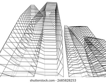 Edificios Abstractas, dibujo arquitectónico 3D 