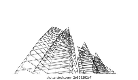 Edificios Abstractas, dibujo arquitectónico 3D 