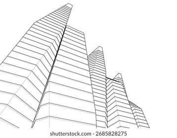 Abstract buildings, architectural 3d drawing 