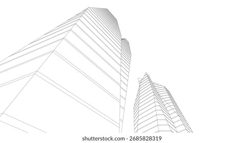 Abstract buildings, architectural 3d drawing 