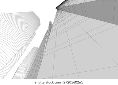 Abstract buildings architectural 3d drawing 