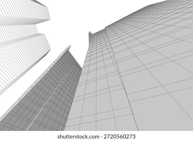 Abstrakte Gebäude architektonische 3D-Zeichnung 