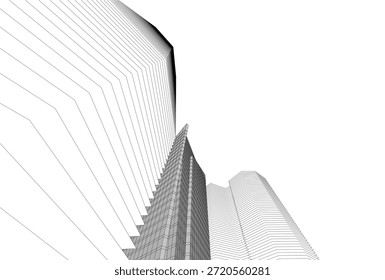 Abstrakte Gebäude architektonische 3D-Zeichnung 