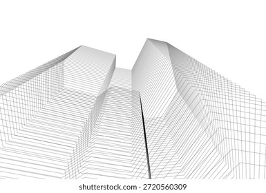 Abstract buildings architectural 3d drawing 