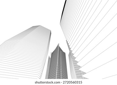 Dibujo arquitectónico 3D de edificios Abstractas 