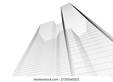 Dibujo arquitectónico 3D de edificios Abstractas 