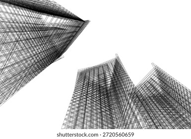 Dibujo arquitectónico 3D de edificios Abstractas 