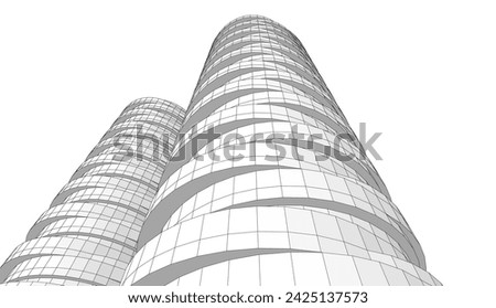 abstract buildings architectural 3d drawing 