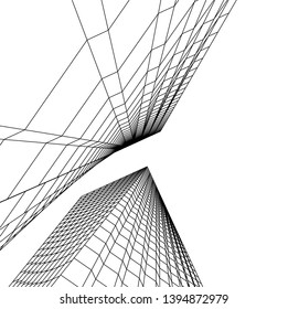 abstract buildings, architectural drawing 3d