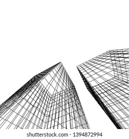 abstract buildings, architectural drawing 3d