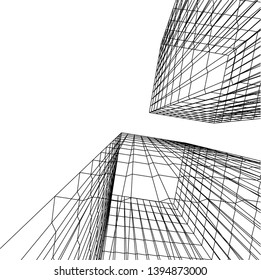 abstract buildings, architectural drawing 3d