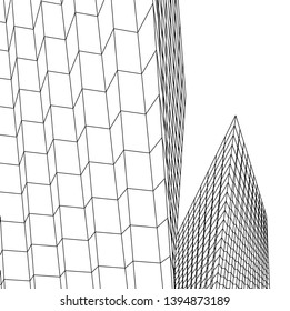abstract buildings, architectural drawing 3d