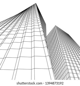 abstract buildings, architectural drawing 3d