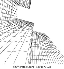 abstract buildings, architectural drawing 3d