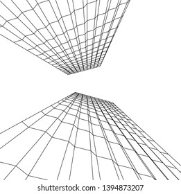 abstract buildings, architectural drawing 3d