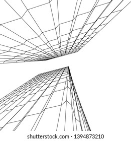 abstract buildings, architectural drawing 3d