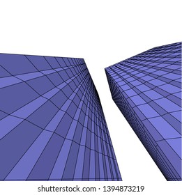 abstract buildings, architectural drawing 3d