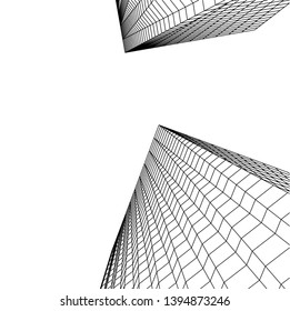 abstract buildings, architectural drawing 3d