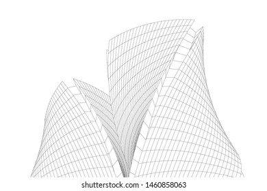 abstract buildings, architectural drawing 3d
