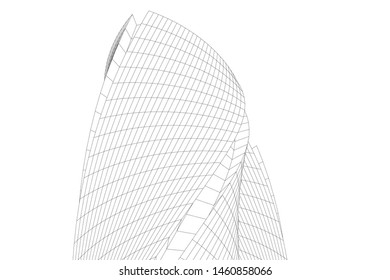 abstract buildings, architectural drawing 3d