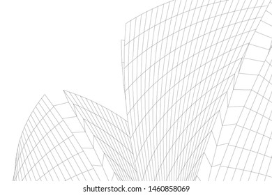 abstract buildings, architectural drawing 3d