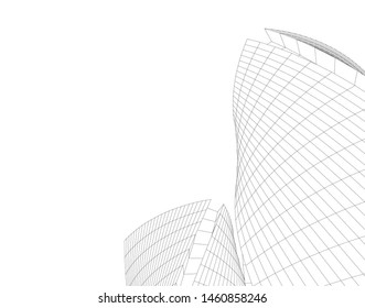 abstract buildings, architectural drawing 3d