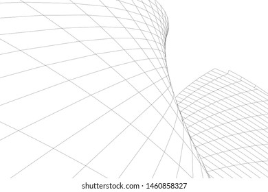 abstract buildings, architectural drawing 3d