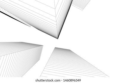abstract buildings, architectural drawing 3d