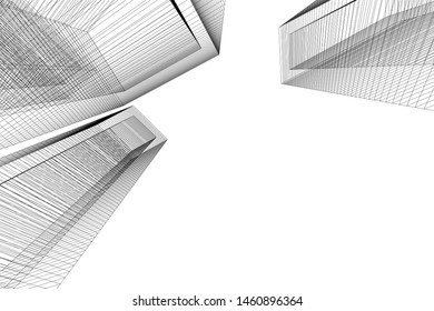 abstract buildings, architectural drawing 3d